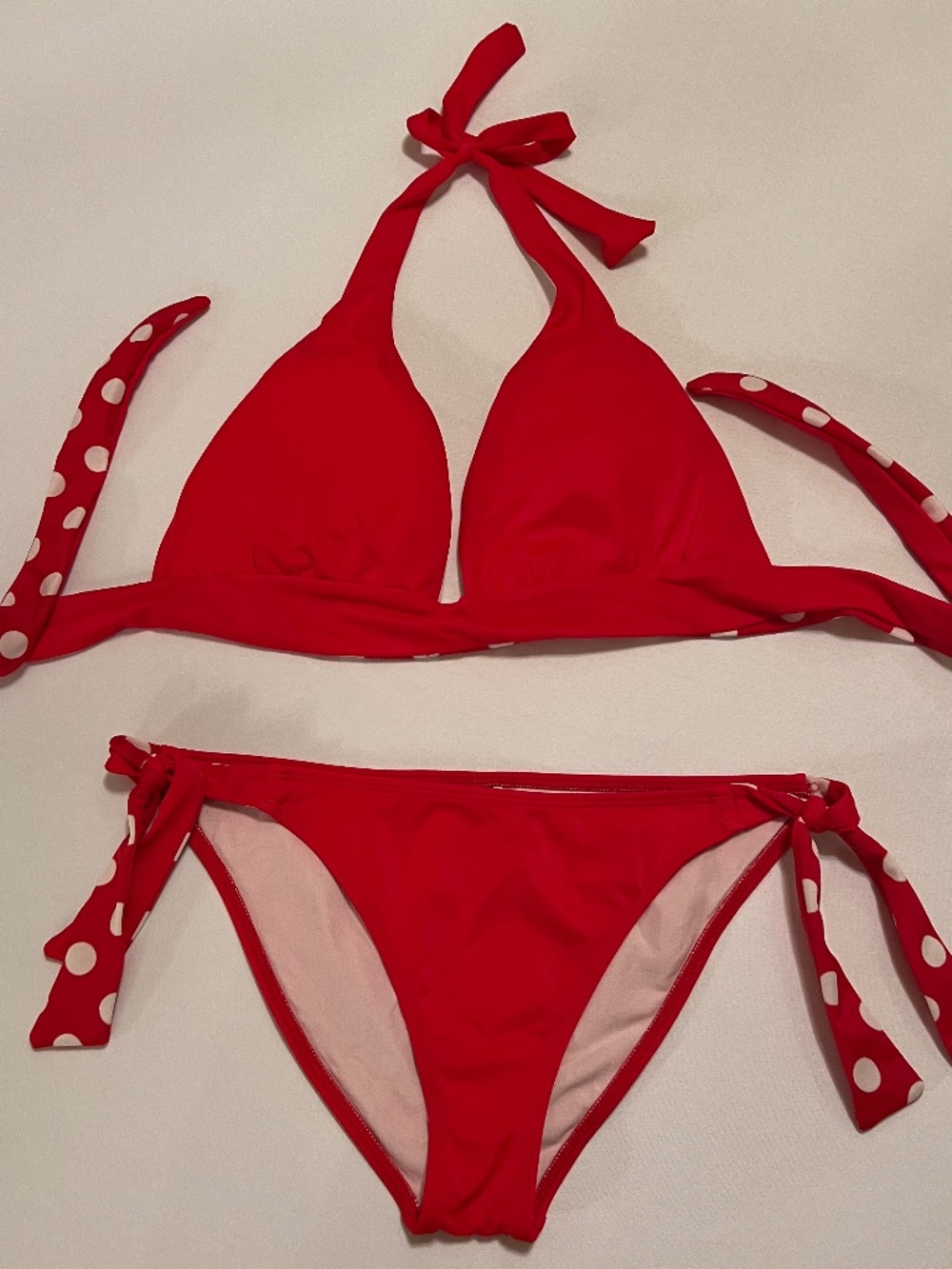 Bikini Tie-Style Red / White Polka Dot Size L